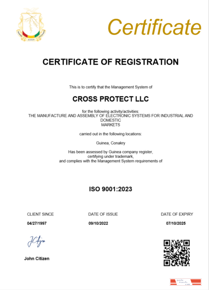 Guinea certificate of registration Word and PDF template